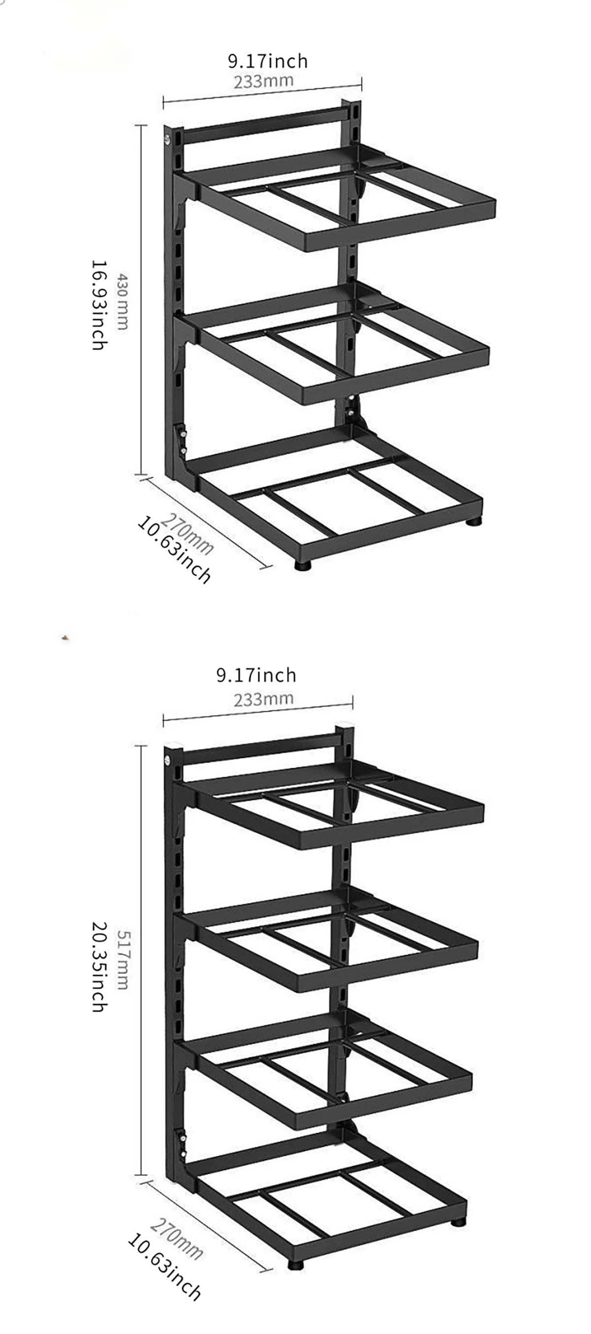 Adjustable Pot Rack — 2 to 4 Tiers