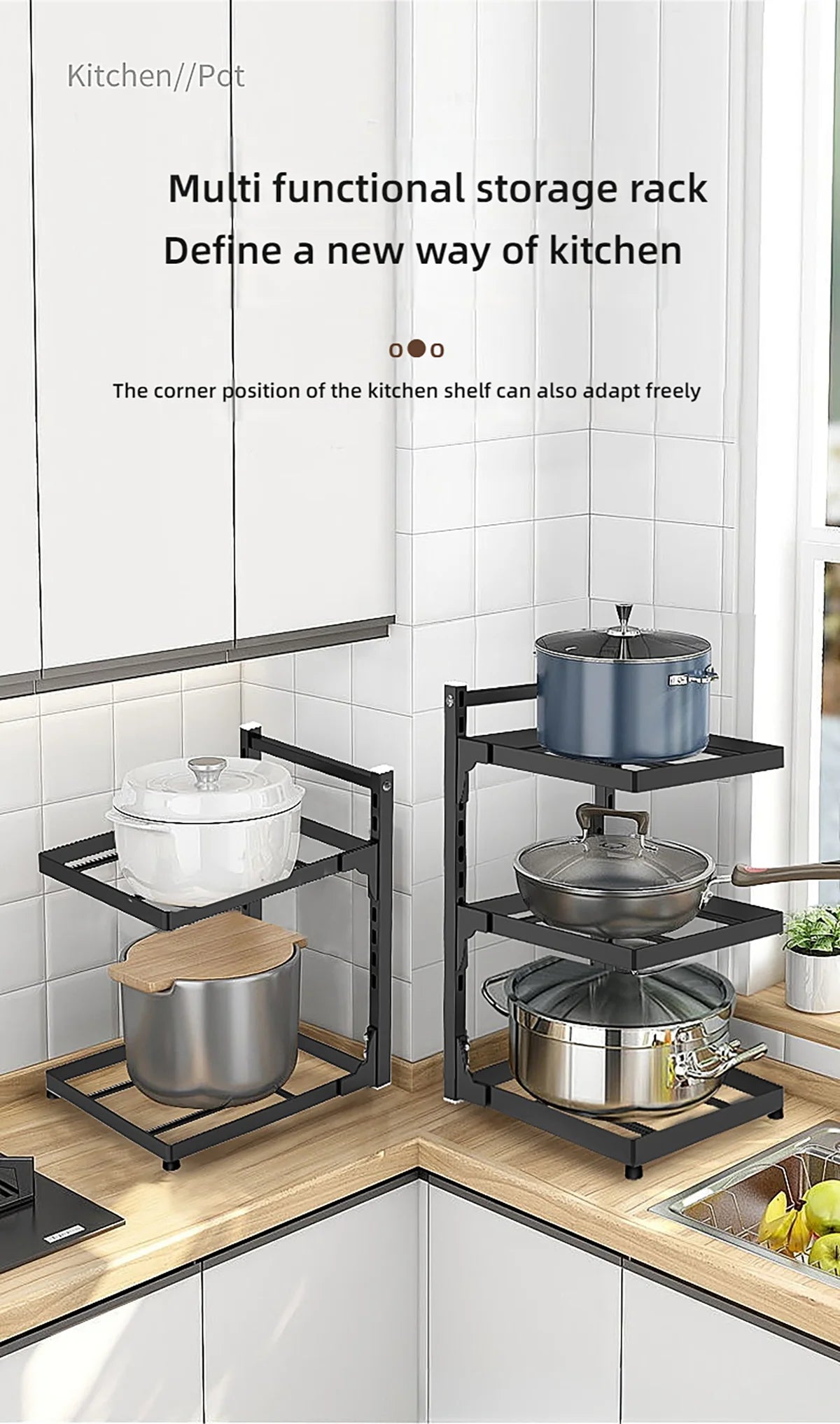 Adjustable Pot Rack — 2 to 4 Tiers