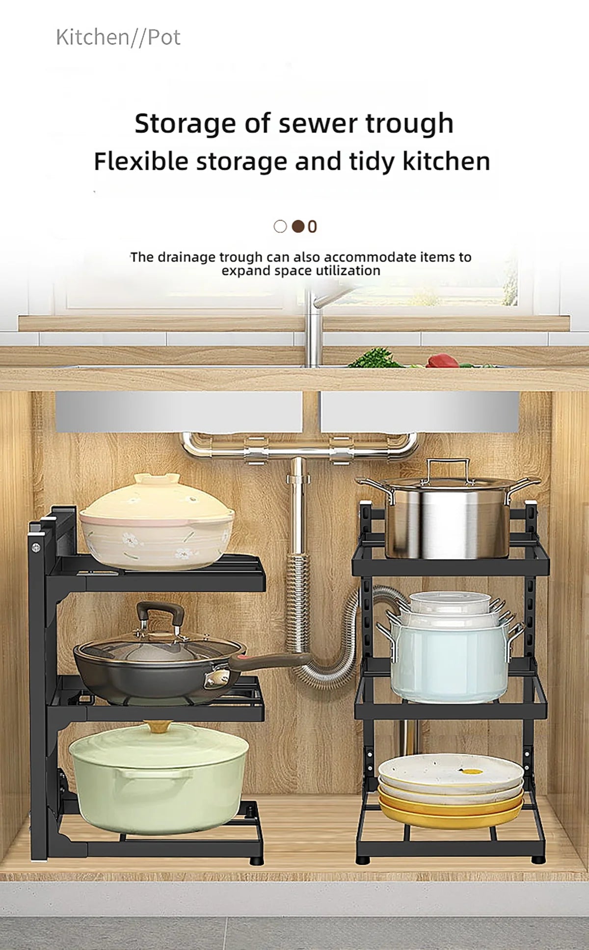 Adjustable Pot Rack — 2 to 4 Tiers