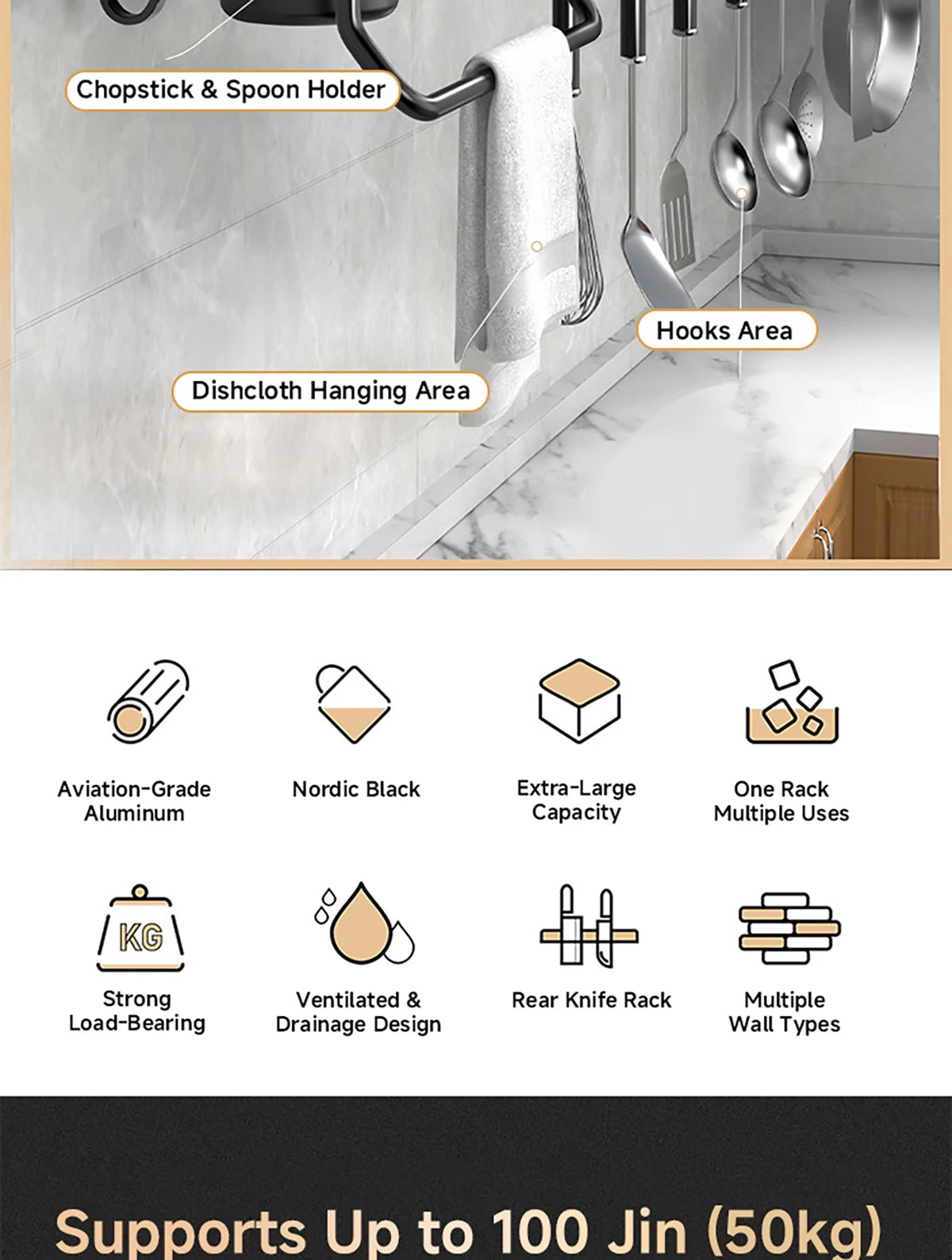 Wall-Mounted Kitchen Shelf