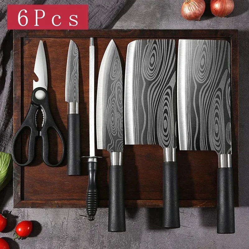 Damascus Pattern Kitchen Knife Set
