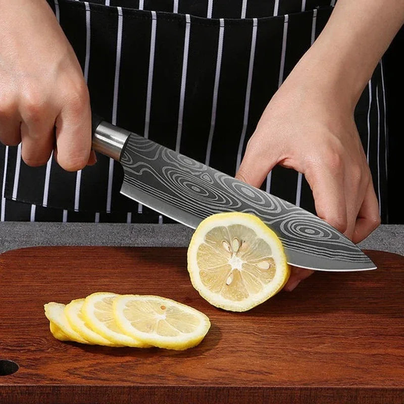 Damascus Pattern Kitchen Knife Set