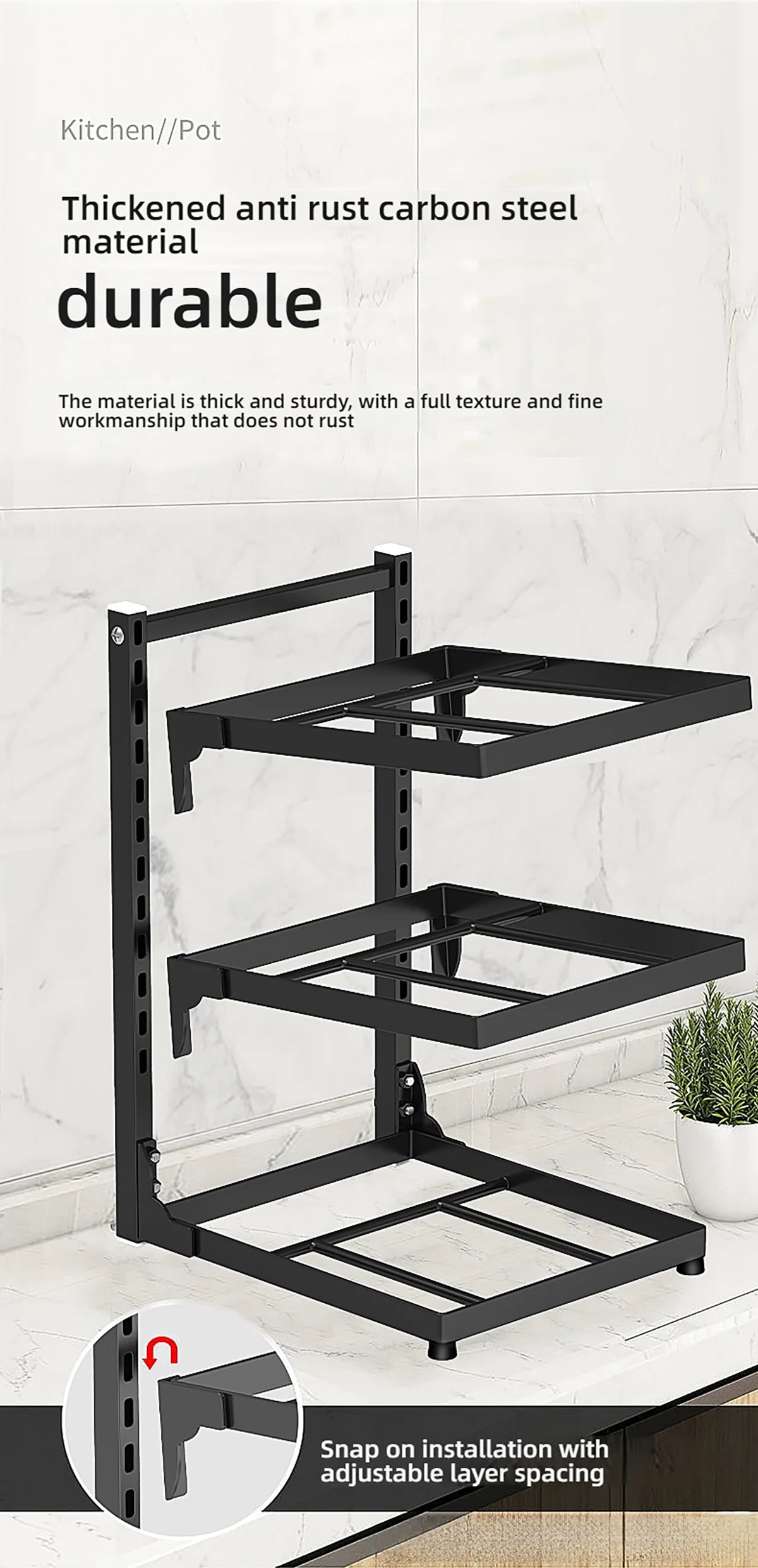 Adjustable Pot Rack — 2 to 4 Tiers