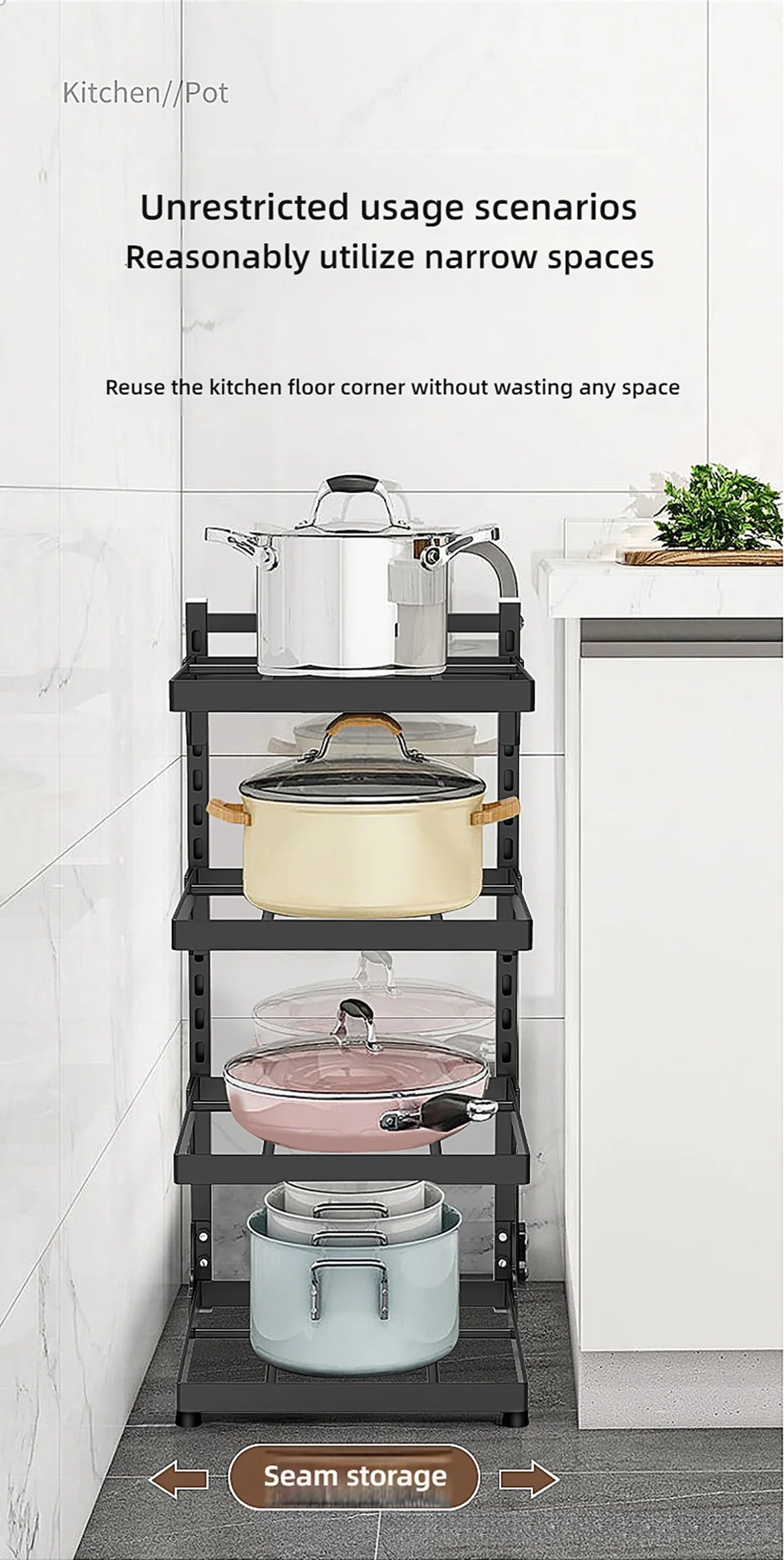 Adjustable Pot Rack — 2 to 4 Tiers