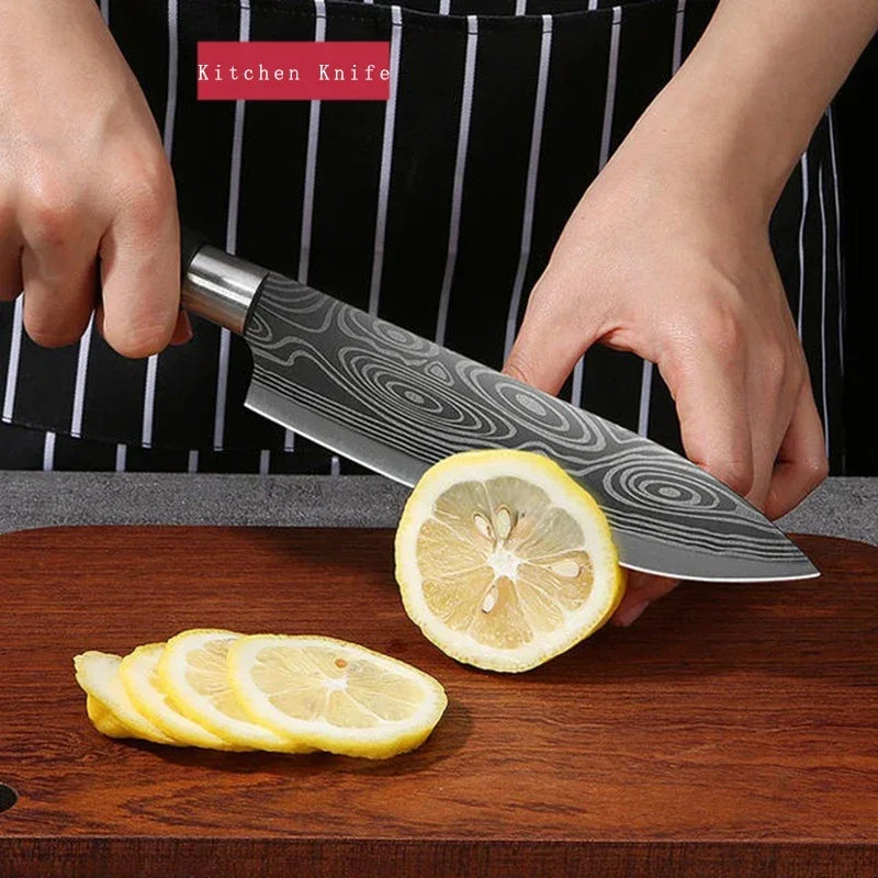 Damascus Pattern Kitchen Knife Set
