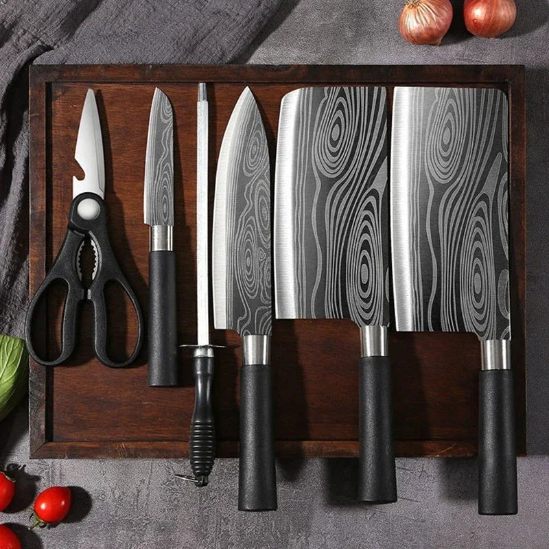Damascus Pattern Kitchen Knife Set