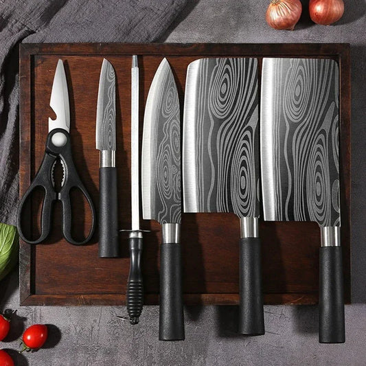 Damascus Pattern Kitchen Knife Set