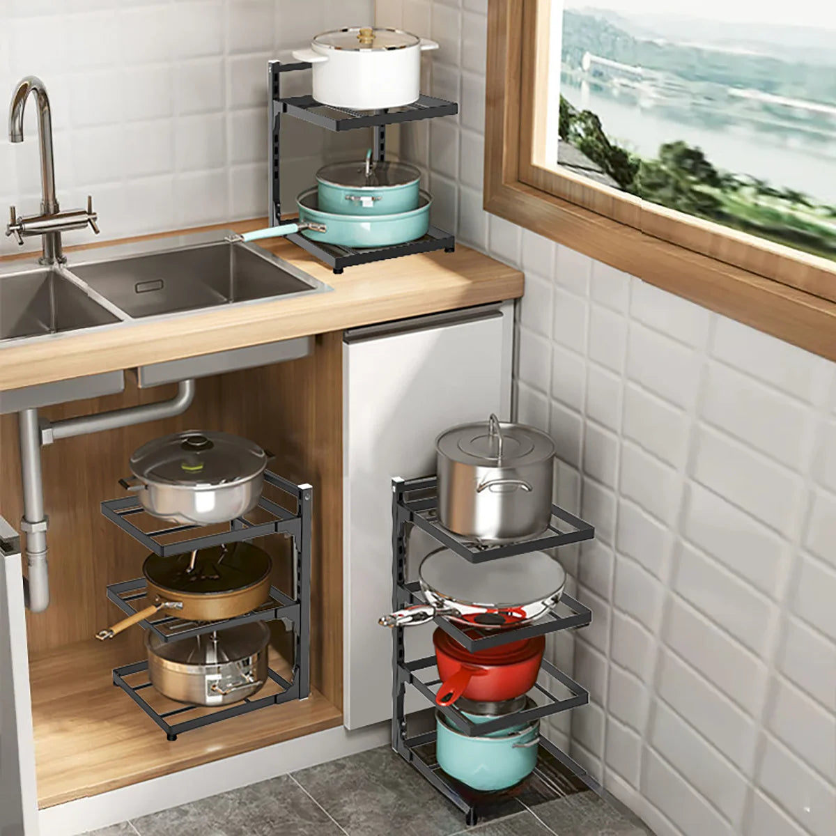 Adjustable Pot Rack — 2 to 4 Tiers